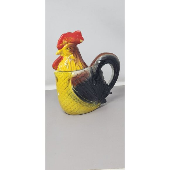 Vintage Artmark Ceramic Rooster Pitcher‎ With Handle And Pepper Shaker Head - Picture 1 of 16